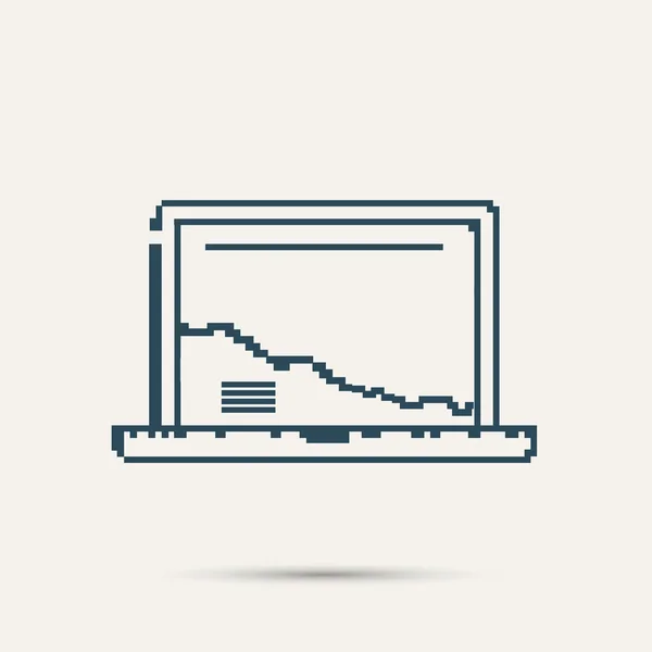 Проста стильна піктограма пікселя ноутбука . — стоковий вектор