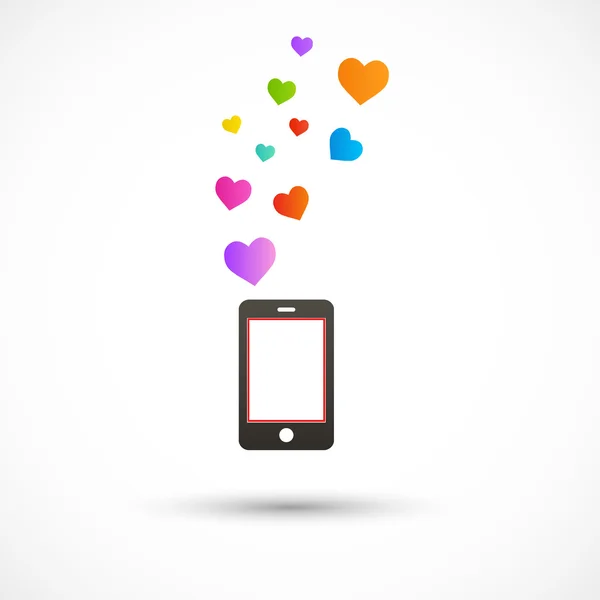 Phone and hearts symbol — Stock Vector