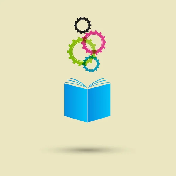 Education symbol book and gears — Stock Vector
