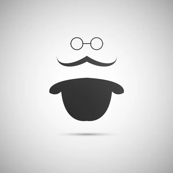 Hat, comedian, mustache, glasses. — Stock Vector