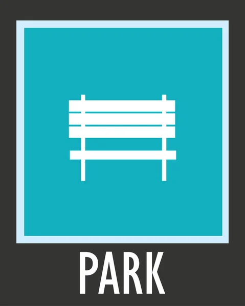 Icona semplice per il riposo. Panchina in parco — Vettoriale Stock