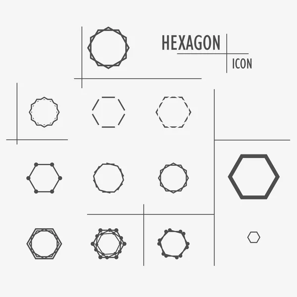 Satz von schwarzen Zeichen von Sechsecken — Stockvektor