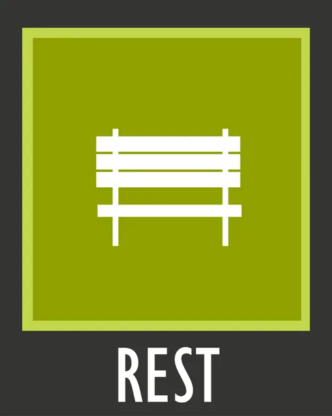 Simple icon for rest. Bench in park — Stock Vector