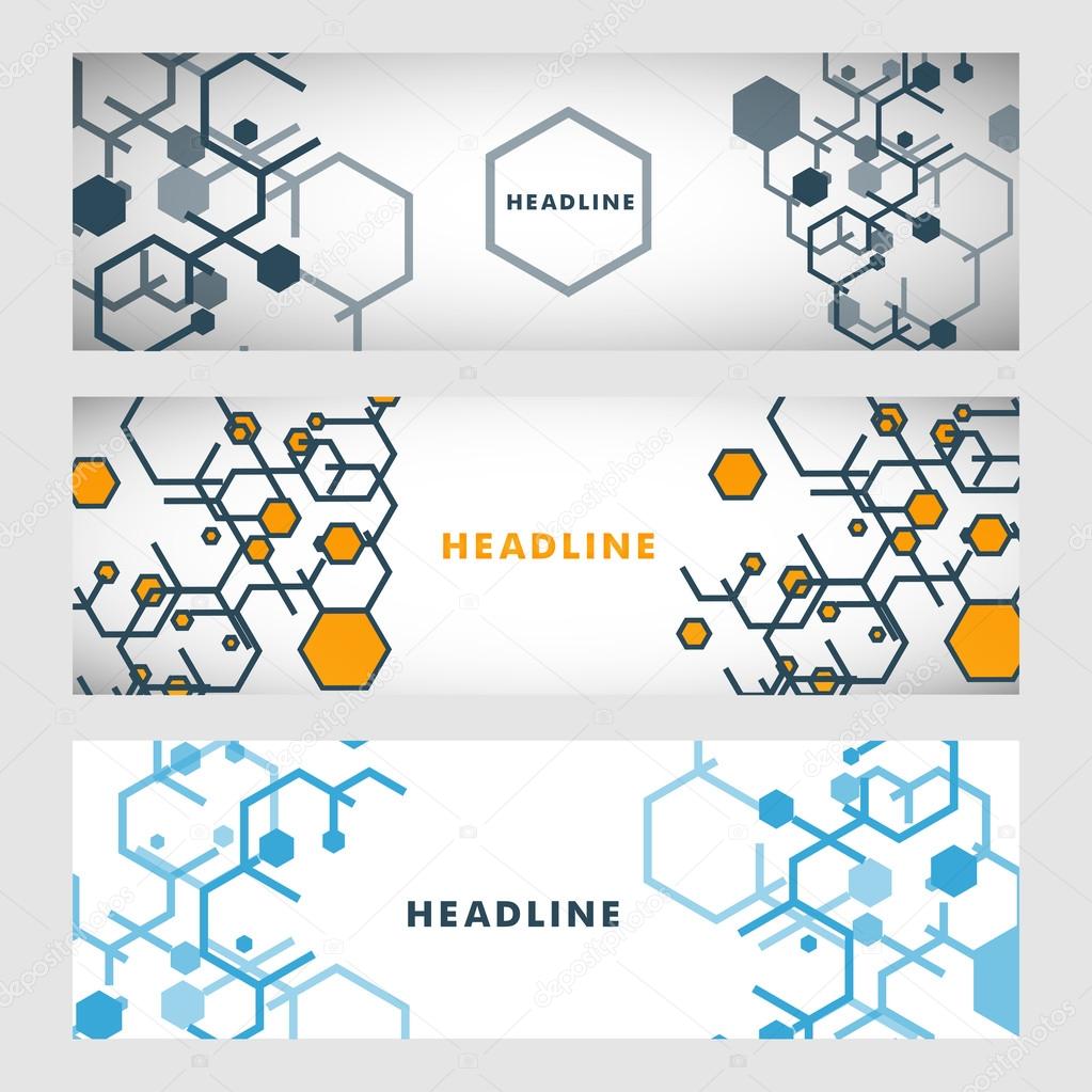 Modern pattern of hexagons circuits.