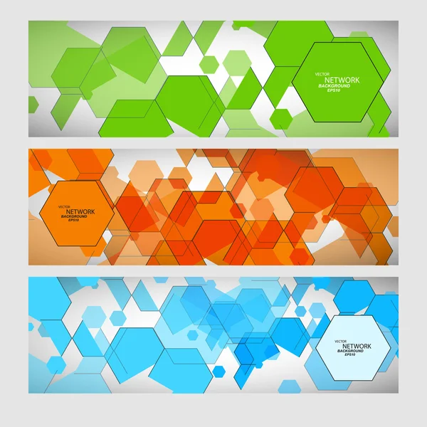 Conjunto abstracto patrón moderno de circuitos hexágonos — Vector de stock