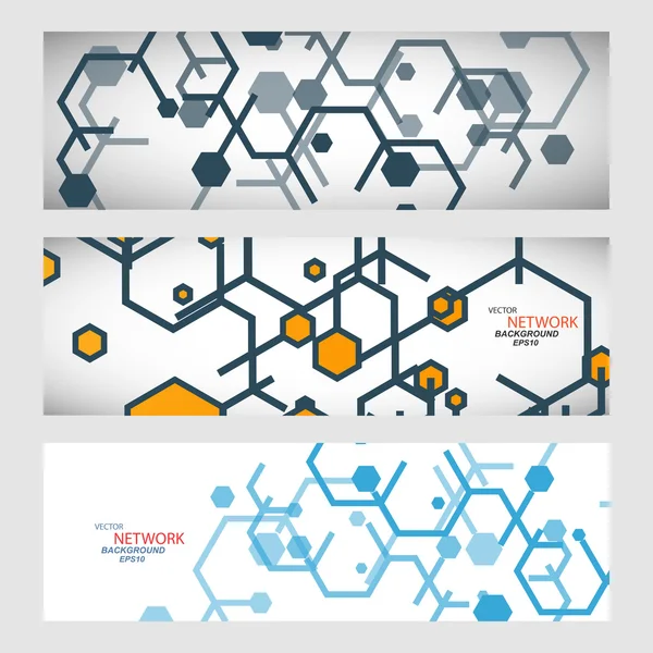 Conjunto abstracto patrón moderno de circuitos hexágonos — Archivo Imágenes Vectoriales