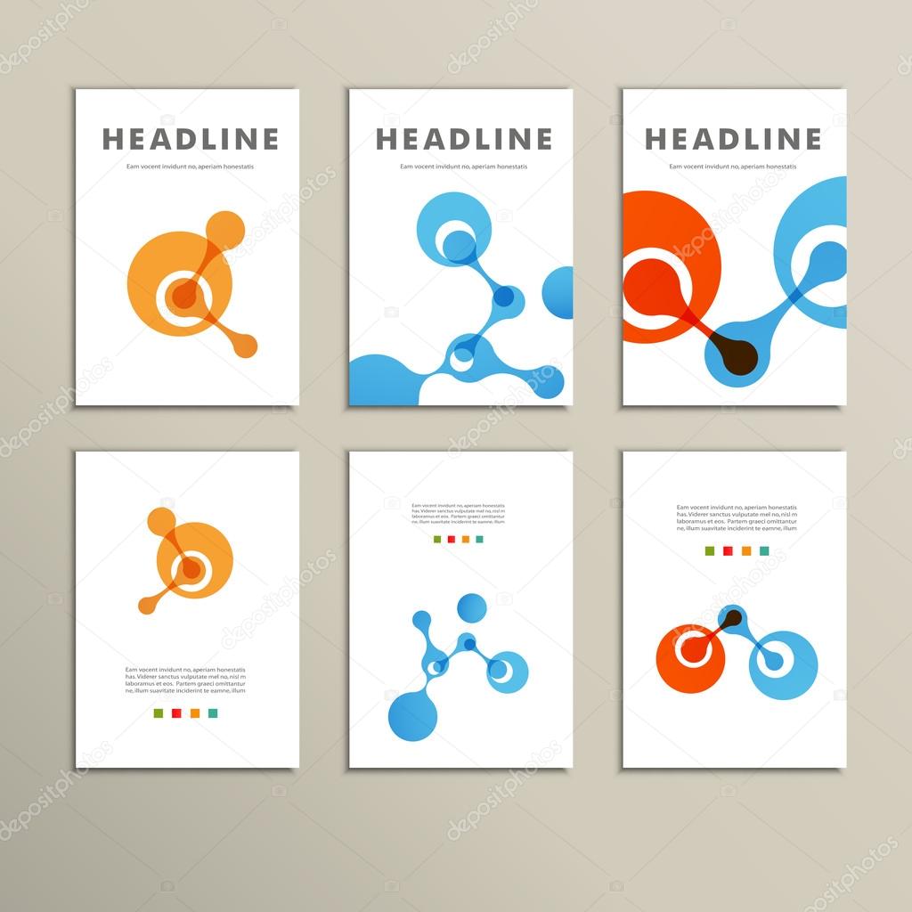 Six vector pattern with abstract figures brochures