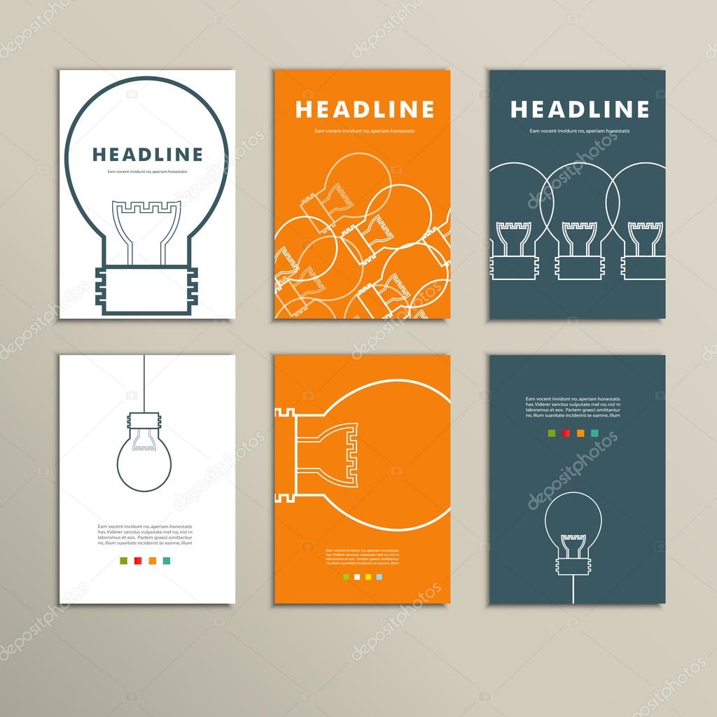 Six vector  line patterns brochures with lights