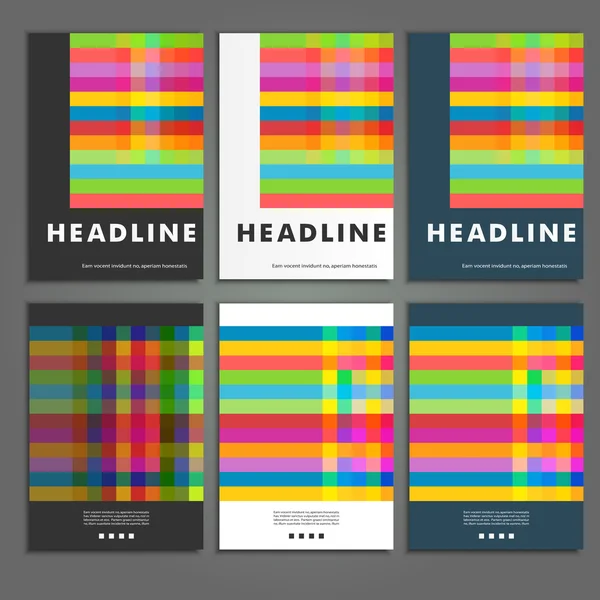 Conjunto de seis libros cubre el fondo de cuadrados de colores — Vector de stock