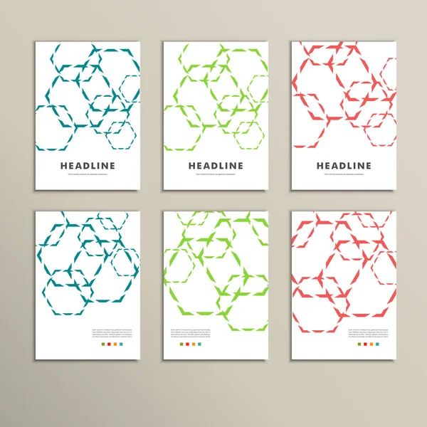Set of six book covers the background hexagons — Stock Vector