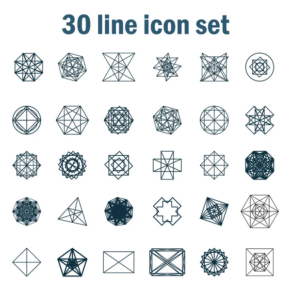 Set of thirty angular abstract vector icons — Stock Vector