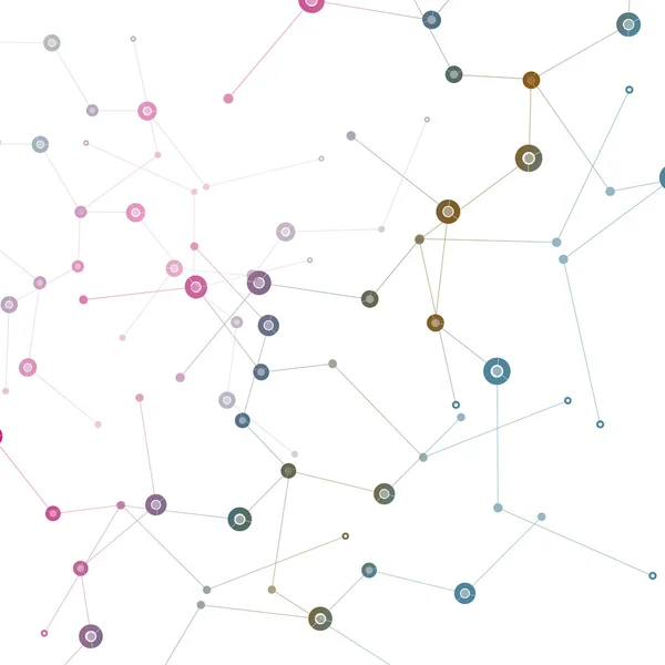 Connexion réseau couleur vectorielle et conception ADN — Image vectorielle
