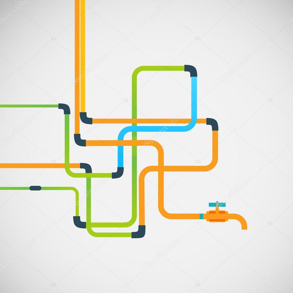 Vector color abstract design tangled pipes eps
