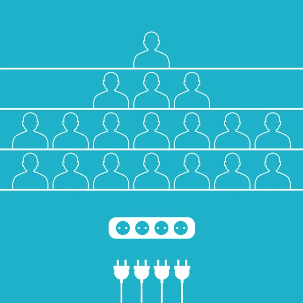 Icônes plates de groupe de personnes connectées dans une chaîne — Image vectorielle