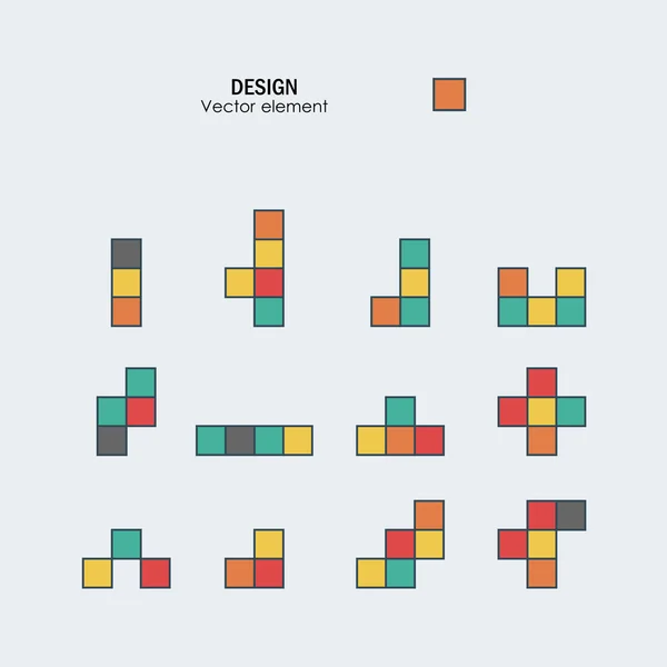 Spel tetris vierkante sjabloon. Baksteen speelstukken — Stockvector