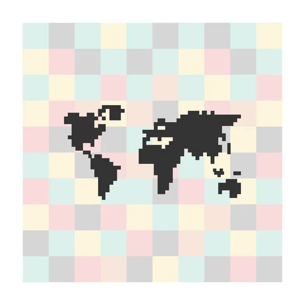 Vector pixel icono mapa sobre un fondo cuadrado — Vector de stock