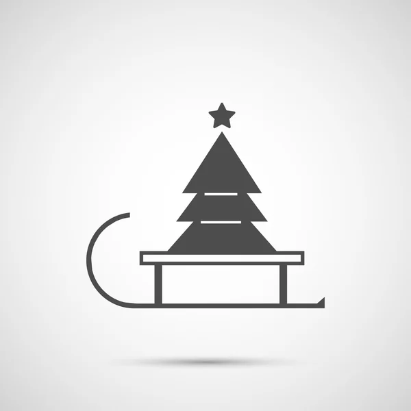 Vector kerstboom op een slee — Stockvector