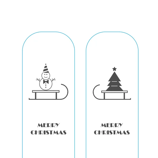 Snowman and Christmas tree vector icons — Stock Vector