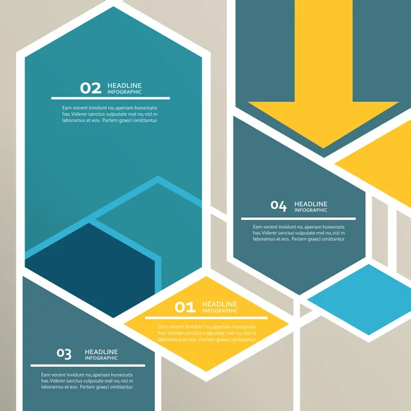 Infografía de hexágono de línea vectorial. Plantilla para diagrama y presentación — Vector de stock