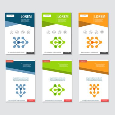 Soyut rakamları ile altı vektör desen. Broşür şablonu