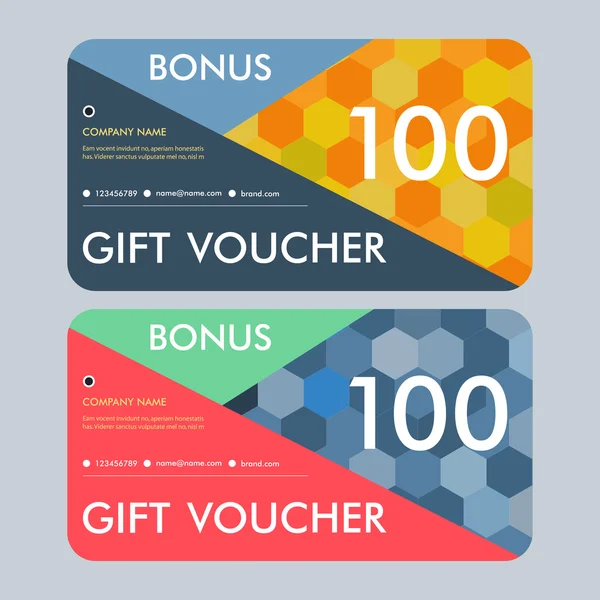 Gift voucher template with modern pattern. Vector design — Stock Vector