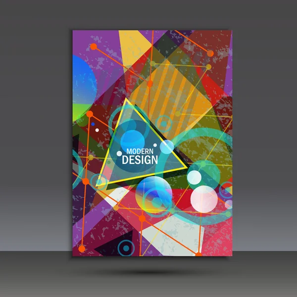 Modello di brochure con disegno geometrico astratto — Vettoriale Stock