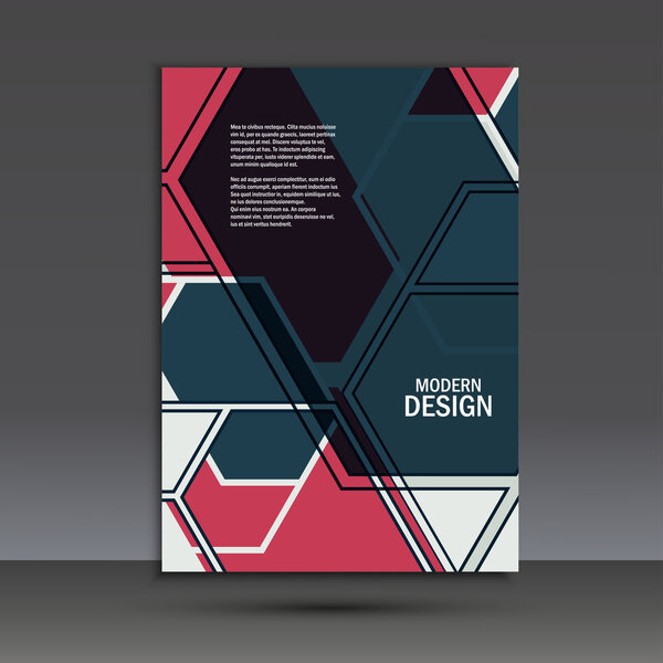 Brochure template with an abstract design of hexagons