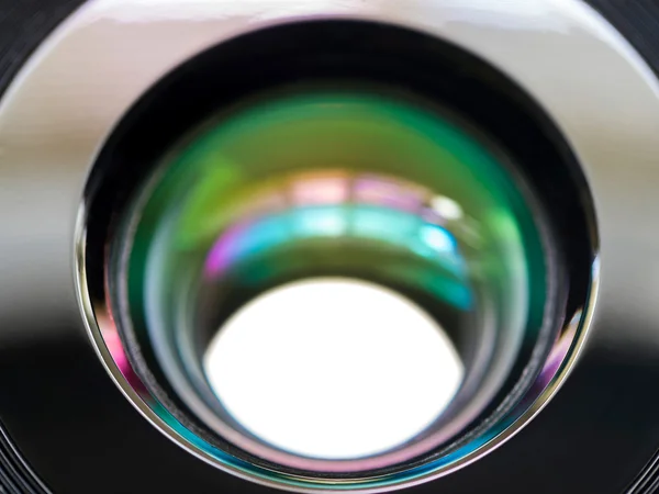 Color reflection on glass in the camera lens — Stock Photo, Image