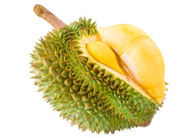 Beyaz arka plan üzerinde izole olgun durian meyve