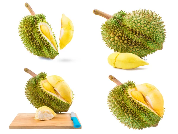 Durian dojrzałych owoców na białym tle — Zdjęcie stockowe