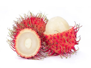 Olgun rambutan meyve üzerinde beyaz izole