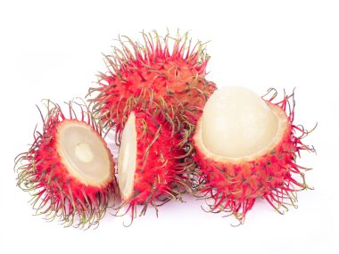 Olgun rambutan meyve üzerinde beyaz izole