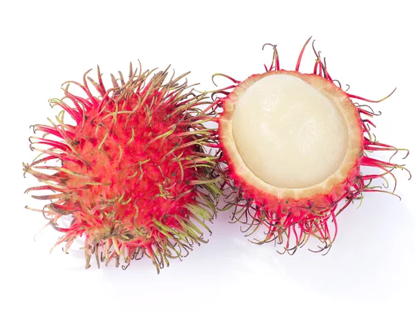 흰색 배경에 고립 익은 rambutan 과일 — 스톡 사진