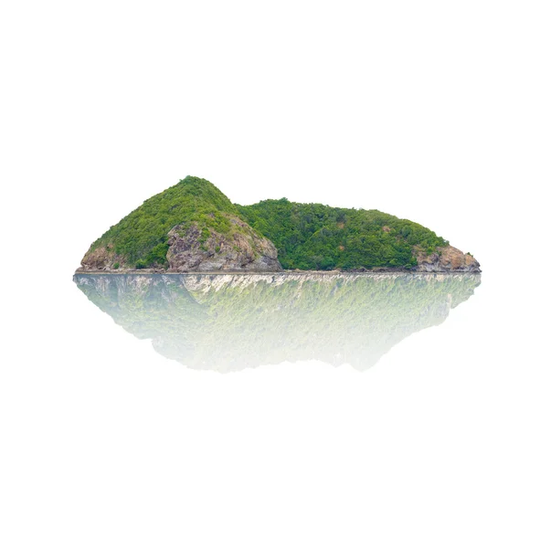 OCK wyspa z kamienia i niektóre małe zielone drzewa — Zdjęcie stockowe