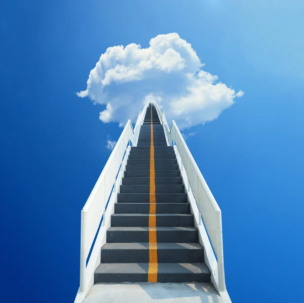 white stair steps up to the cloud on blue sky background
