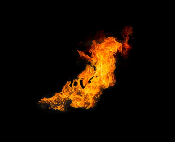 Flame isolated on black — Stock Photo, Image