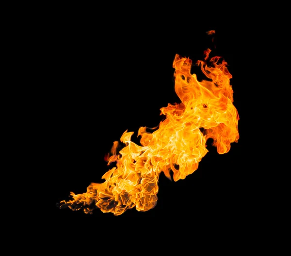 Flame isolated on black — Stock Photo, Image