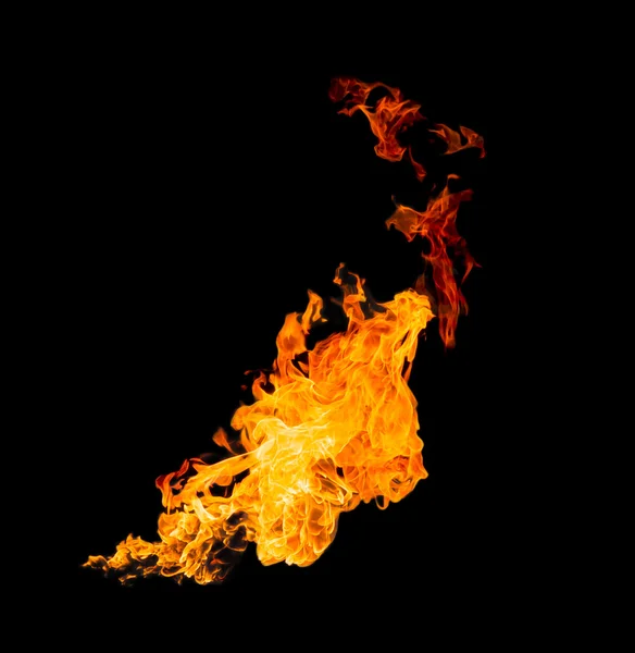 Flame isolated on black — Stock Photo, Image