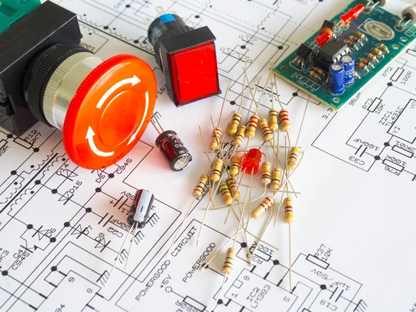 Resistor component on circuit diagram — Stock Photo, Image