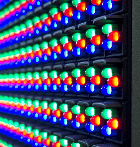 Czerwone, zielone, niebieskie diody Led na panelu — Zdjęcie stockowe
