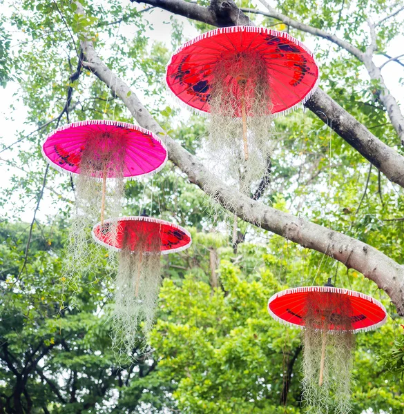 Voller geschmückter Regenschirm auf dem Park — Stockfoto