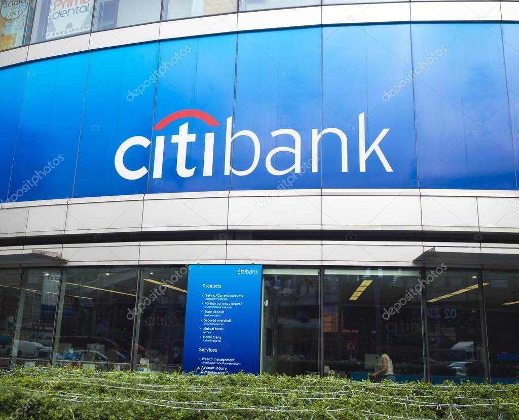 BANGKOK, THAILAND - DECEMBER 13, 2014: Citibank sign installed outdoor. Citibank is a banking division of financial services multinational Citigroup, founded in in 1812 as the City Bank of New York.