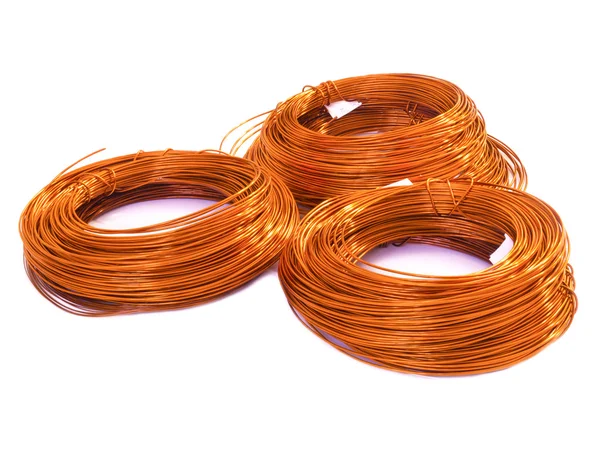 Copper wire on white background — Stock Photo, Image