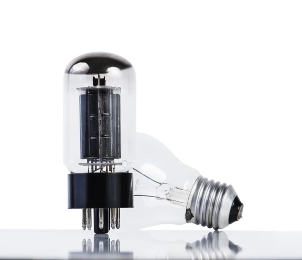 Vacuum tube and incancescense bulb — Stock Photo, Image