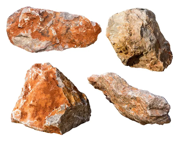 Velký žulový skalní kámen izolované na bílém — Stock fotografie