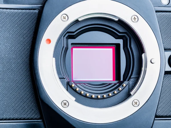 Cmos sensor or also called digital ccd installed on mirorless ca — Stock Photo, Image