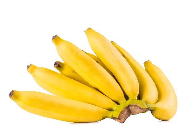 Bando de bananas maduras isoladas em branco — Fotografia de Stock