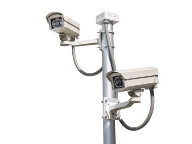 cctv kamera üzerinde beyaz izole