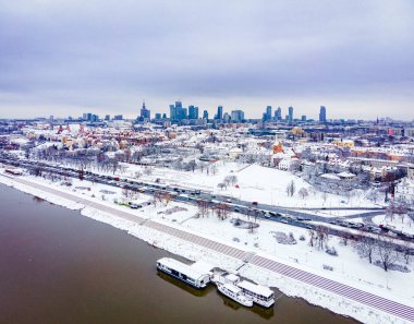 Varşova, Polonya. Şehrin havadan görünüşü 
