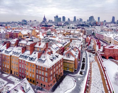 Varşova, Polonya. Şehrin havadan görünüşü 